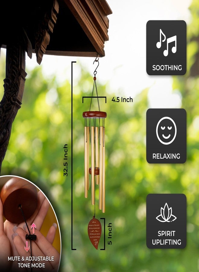 WindsPlay Memorial Wind Chimes - 32.5" Sympathy Wind Chimes for Loss of Loved One - Bereavement & in Memory Wind Chimes for Mother, Father, Husband, Child, Sister, Daughter & Son (Gold) - Image 2